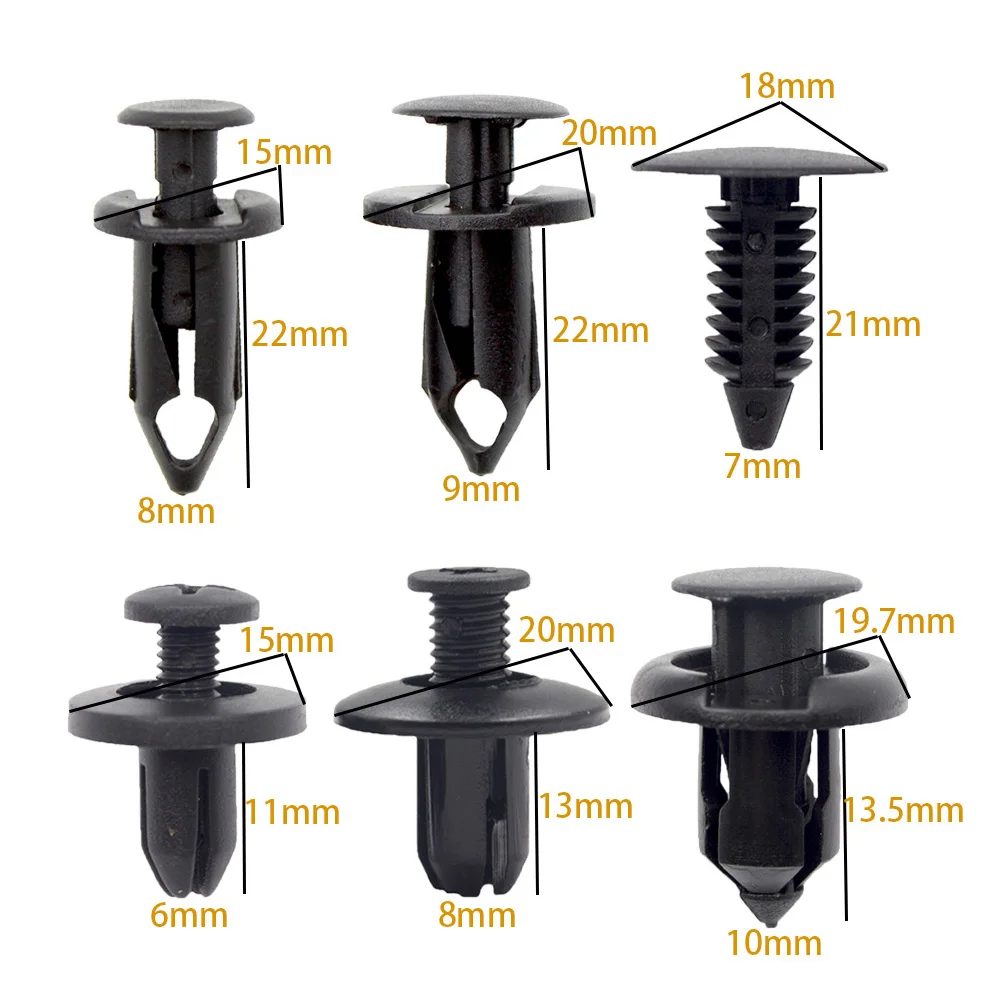 

60Pcs High Quality Nylon Car Retainer Clips 6 Sizes Plastic Fasteners Auto Trim Panel Clip Push in Car Body Bumper Rivet