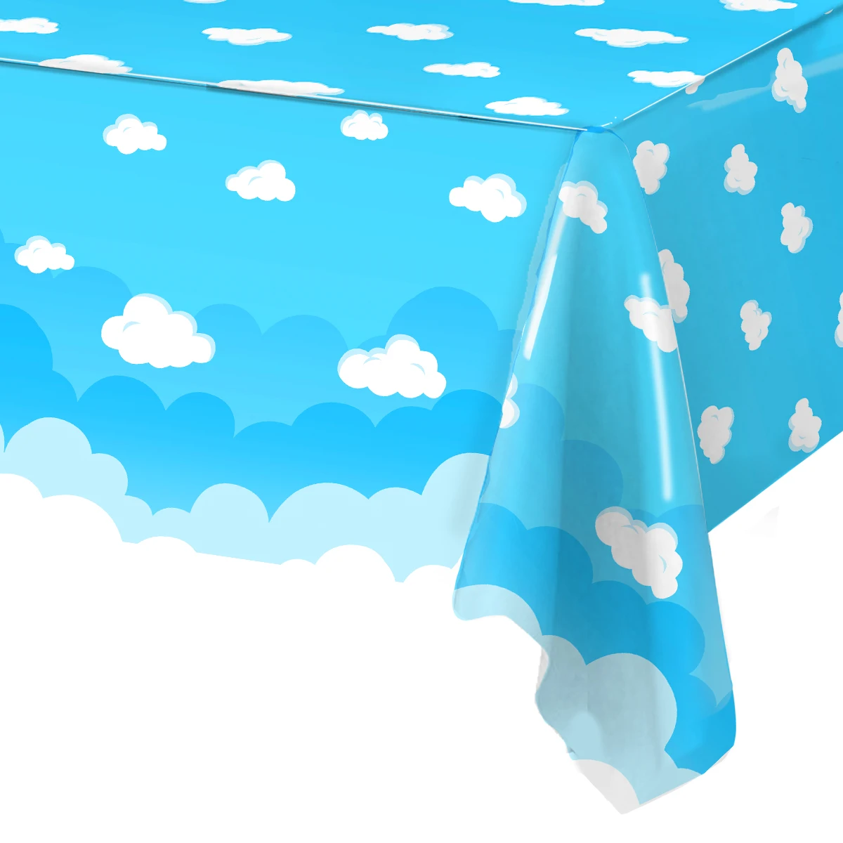 Blue Sky White Clouds Party Supplies Tablecloth for Kids Disposable Table Cover Favor Cartoon Story Birthday Festival Decoration