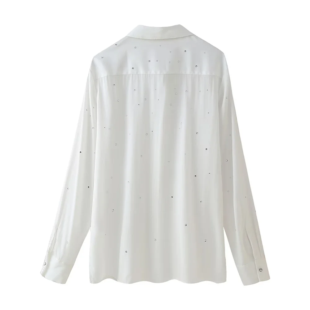 PB&ZA2024 autumn new women\'s clothing fashion temperament commuting simple jewelry embroidery design shirt top