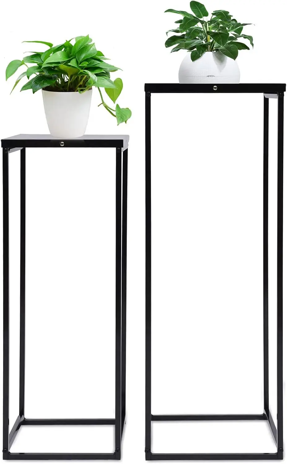 

2pcs Metal Square Plant Stand, Large Flower Rack Holder Nesting Display, Modern Home Decor Side End Tables Living Room, Black