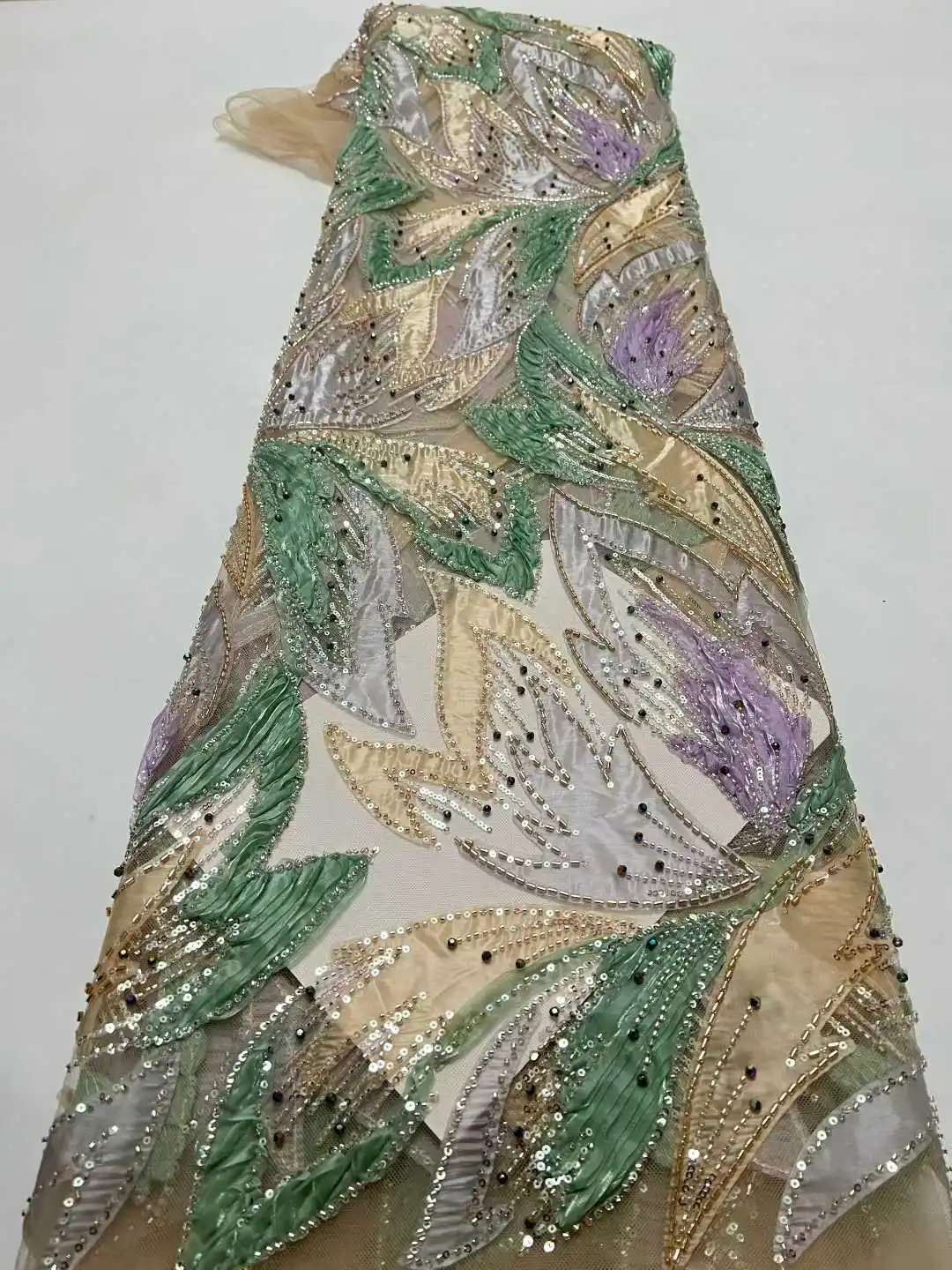 

Африканское кружевное полотно с бисером 2026: высококачественное французское и нигерийское кружево с пайетками для свадебных и праздничных платьев, для шитья