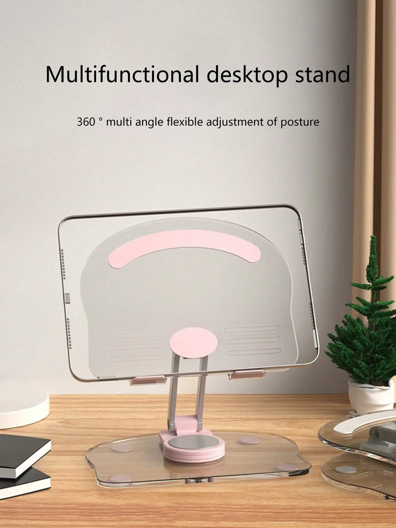Transparent acrylic tablet stand, desktop phone and iPad base, foldable and rotatable convenient phone holder, 360 degrees ° Rotating foldable personalized stand