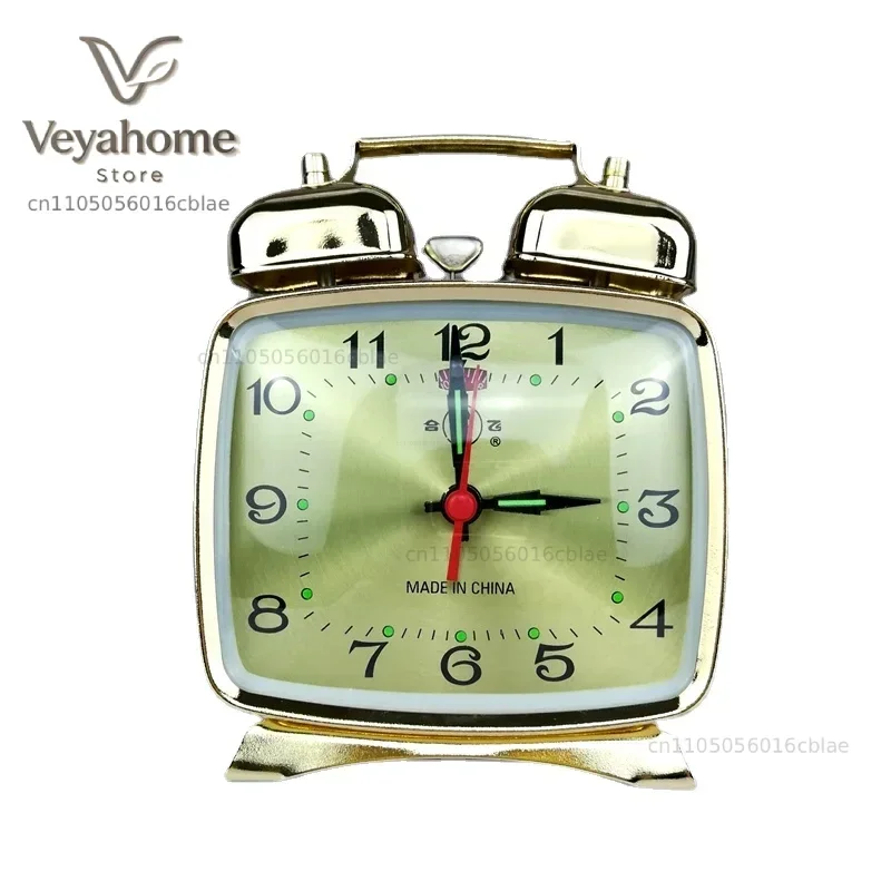 Metal Mechanical Alarm Clock Clockwork Vintage Bedside Table Clock Silent Gold Clocks Chick Pecking Rice Antiques Luxury Decor