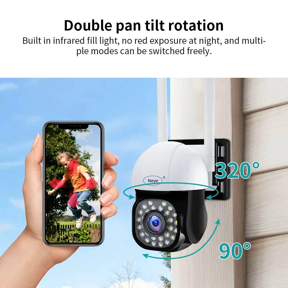 Neye 8MP 4K Wifi Security Camera 1080P Single Lens Single Screen Outdoor PTZ IP Camera CCTV Monitoring Wireless Camera