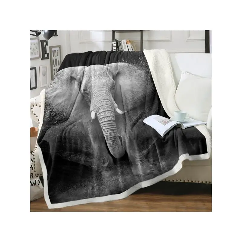 

3D Elephant Fleece Blanket for Couch Sofa Bed Soft Cozy Warm Gift for Adults 130x150cm