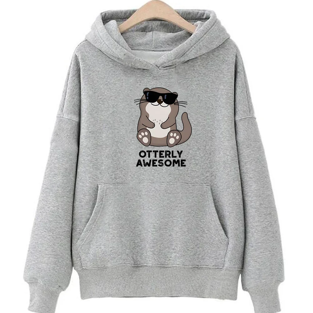 Animal Otterly Awesome Print Hoodies Women/men Cute Graphic Sweatshirts Autumn Fashion Pullovers Casual Sudaderas Fleece Clothes