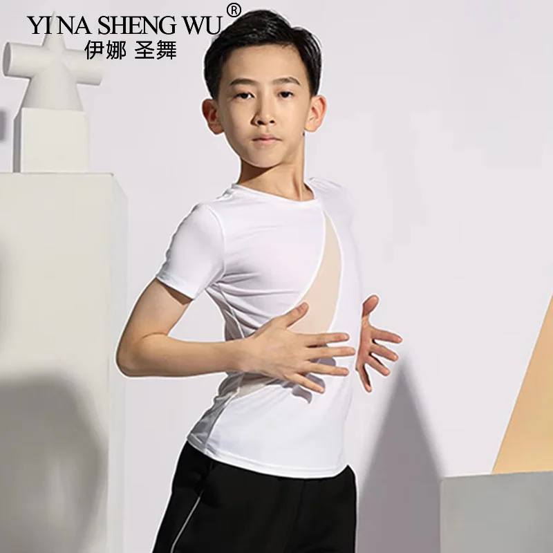 الأطفال قصيرة الأكمام اللاتينية الرقص الأعلى الرجال الربط تصميم الرقص الشرقي الرقص الحديث التانغو تنورة رقص الرقص اللاتينية قصيرة #6