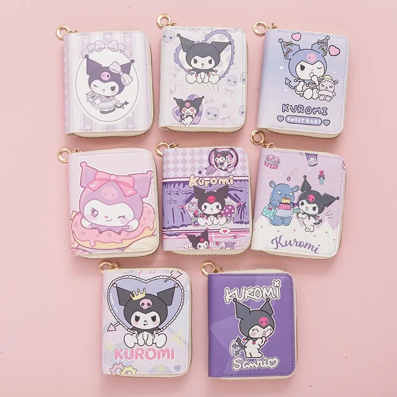 Cartoon Kuromi Small Mini Wallet for Girls Elegant Short Wallets Women Kawaii Lovely Handbag Purse