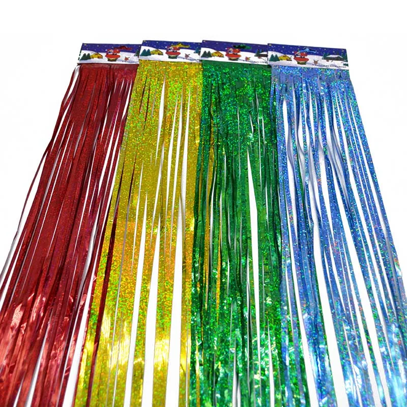 5pcs 10*100cm Tinsel Foil Fringe Door Window Curtain Birthday Party Decor Photo Backdrop Background Wedding Decorations Supplies