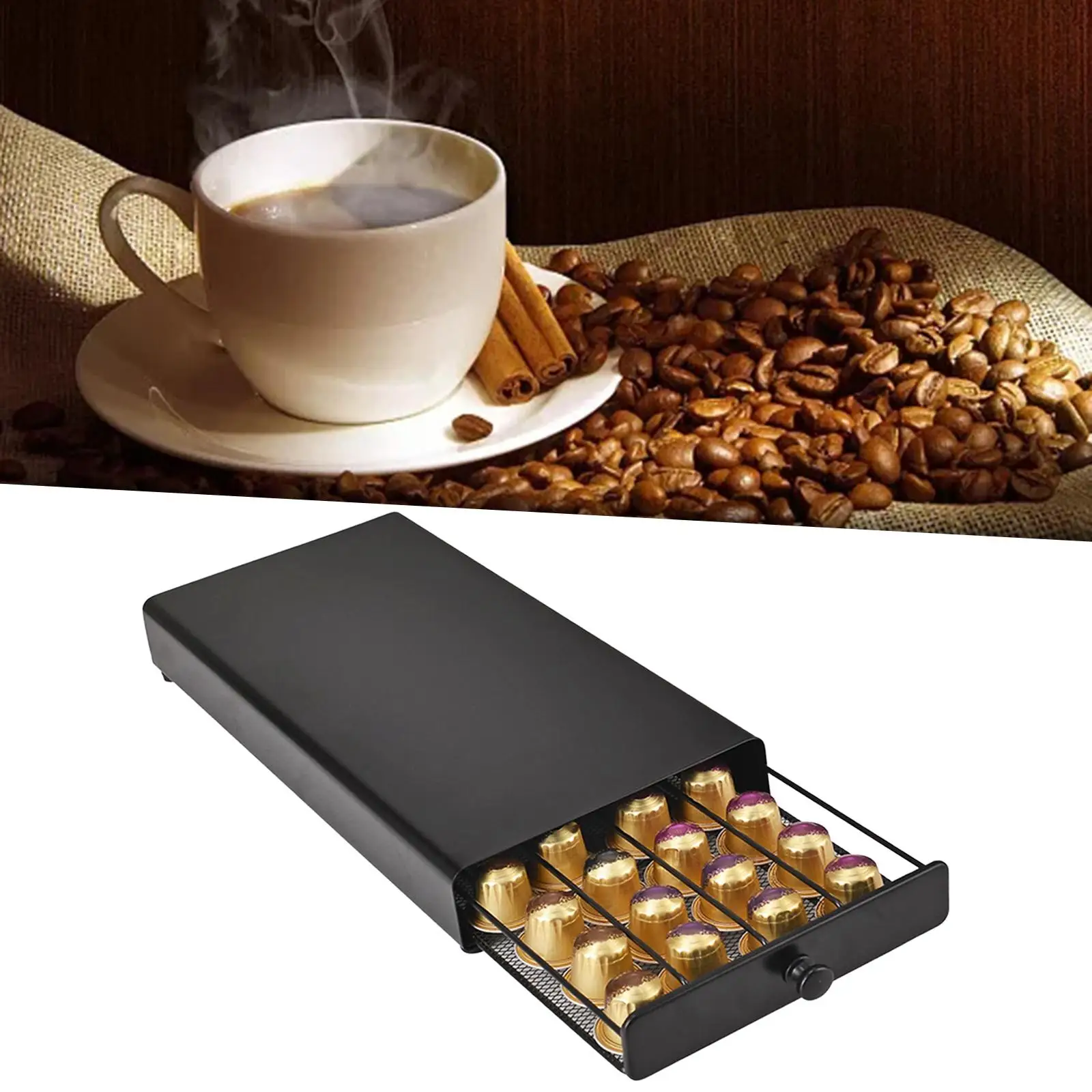 

Capsule 40 For Capsules Storage Box Drawer Type Capsule Ironfiberglass Coffee Capsules Coffee Nespresso Black Holder