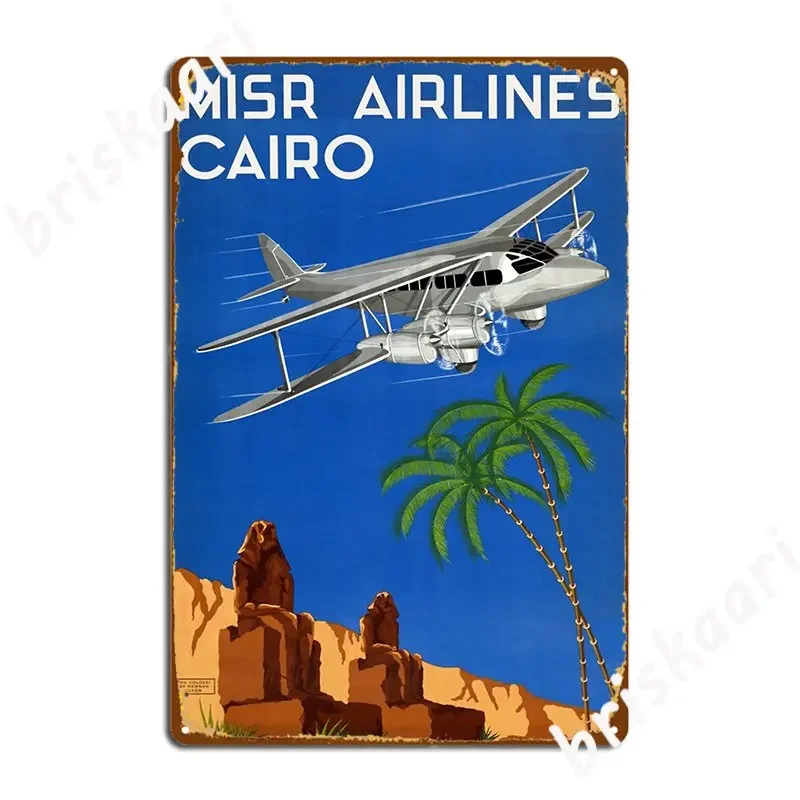 Misr Airlines Cairo Egypt Vintage Poster 1935 Metal Sign Kitchen Wall Plaque Pub Custom Tin Sign Poster