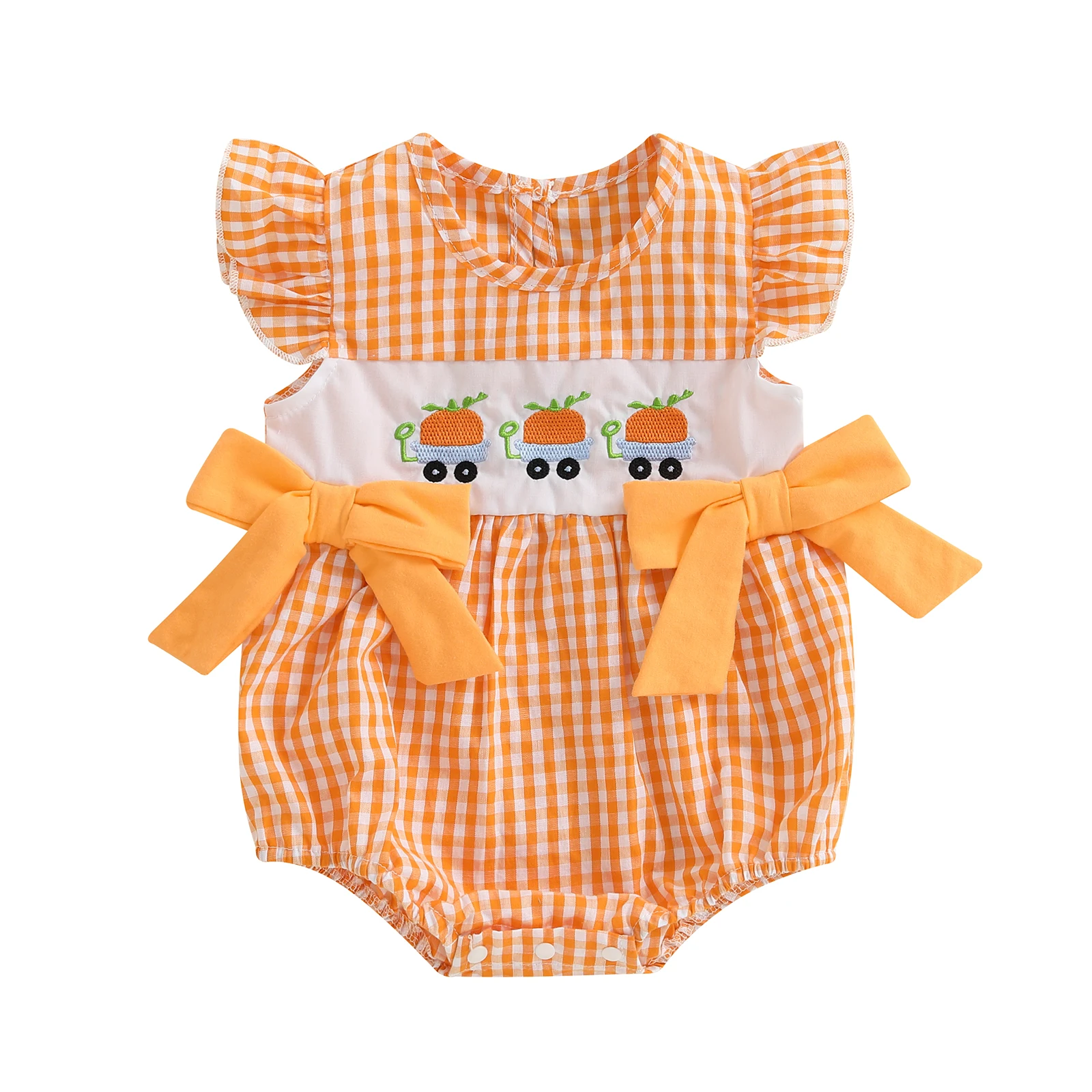 Orange Pumpkin Embroidery Baby Halloween Romper 0-24M Infant Onesie Toddler Halloween Outfit Costume