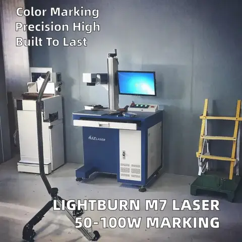 Machine de marquage laser à fibre 50W 100W, compatible avec le logiciel Lightburn, gravure couleur sur métal, marqueur laser haute précision, personnalisable