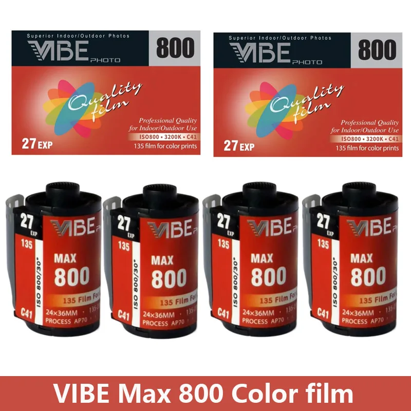 1/3/5/6 لفة VIBE Max 800 فيلم ملون ISO 800 135 فيلم سلبي 27EXP/لفة لكاميرا VIBE 501F Kodak M35 (تاريخ انتهاء الصلاحية: 2025)