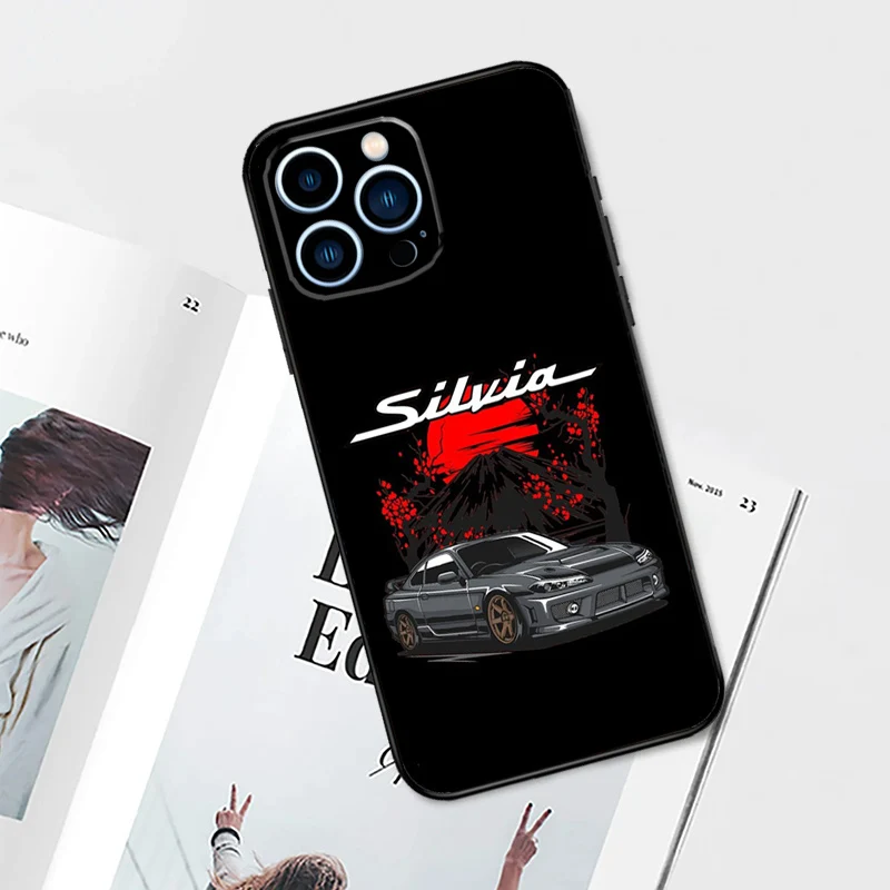 Silvia S15 JDM Tuner Cars Phone Case For iPhone 15 16 14 13 12 11 Pro Max Plus Mini X XR XS Max 7 8 Soft TPU Cover