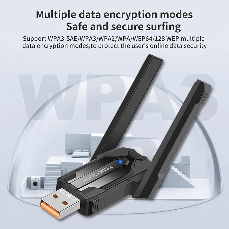 WiFi 6 AX900 Bluetooth 5.4 WiFi USB Adapter Wireless Network Card 2.4G&5GHz Wi-Fi Receive USB For PC/Laptop Win10/11 Driver Free