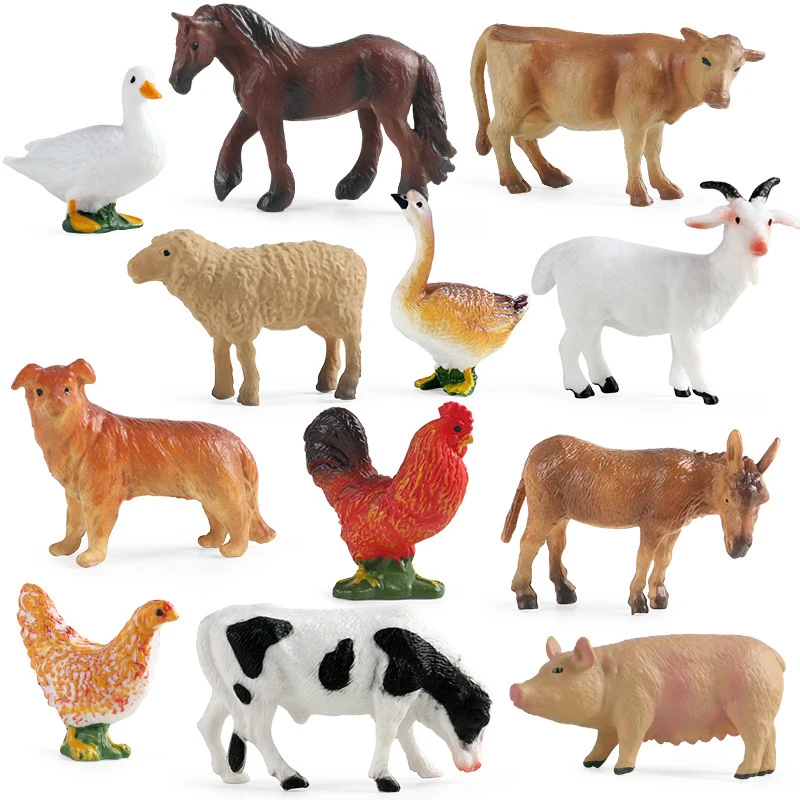 NEW Montessori Miniature Lion Shark Horse Dinosaur Animals Model Set Action Figures Figurine Zoo Education Toy for Children Gift