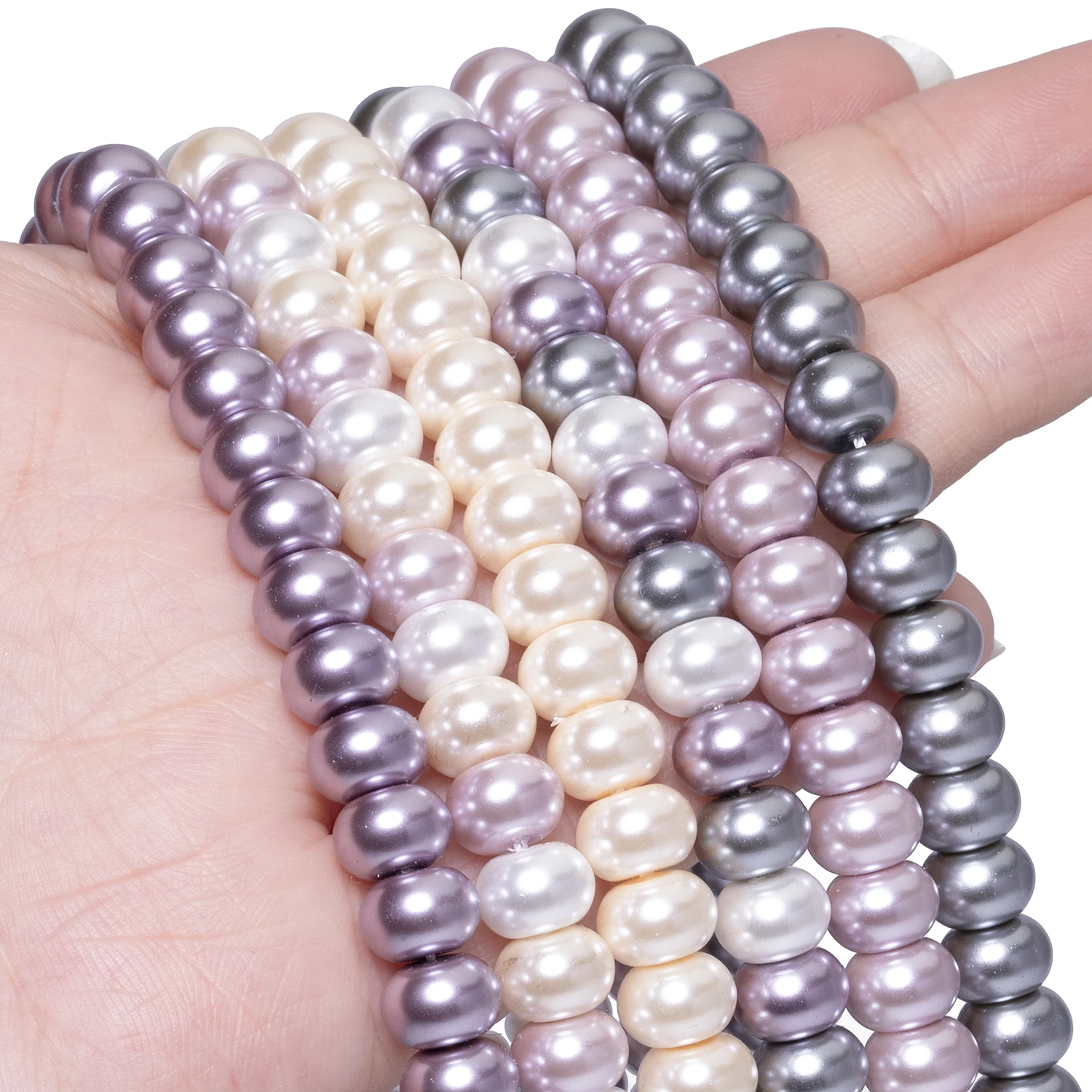 3-8 مللي متر ثلاثة أحجام المعداد شكل الزجاج الملون تقليد حبات اللؤلؤ لصنع المجوهرات اليدوية قلادة سوار إكسسوارات