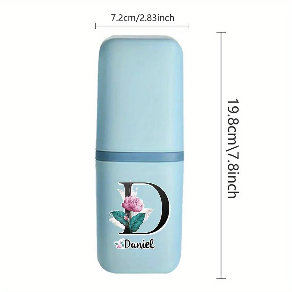 Customized Name Toothbrush Organizer Box Travel Detachable Mouthwash Cup Portable Toothpaste Case Travel Accessories