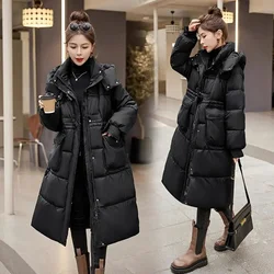 Winter Thick Hooded Long Parka Chaqueta 2024 New Korean Women Snow Wear Coat Jaqueta Casual Solid Parca Overcoat Puffer Jacket