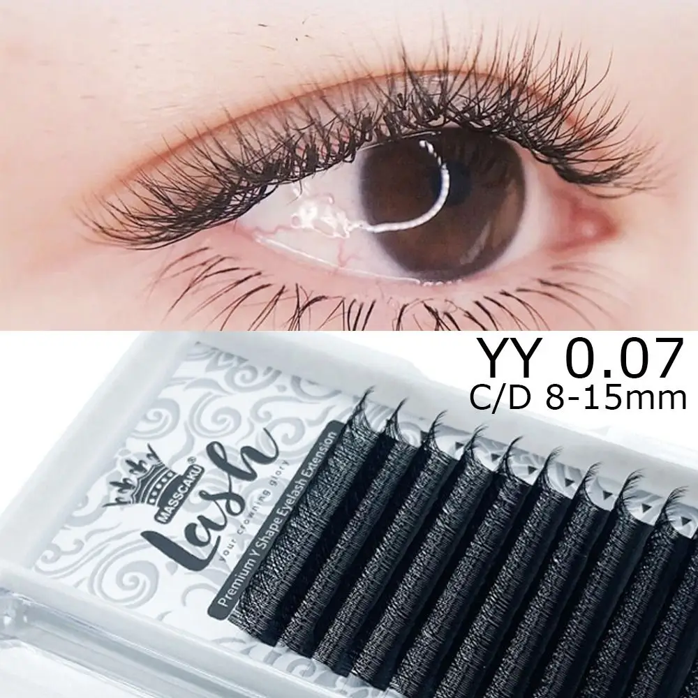 

12 Rows Eyelash Extension Tool False Eyelashes Natural Soft Light C/D Curl Premade Volume YY Shape Fluffy Individual Lashes