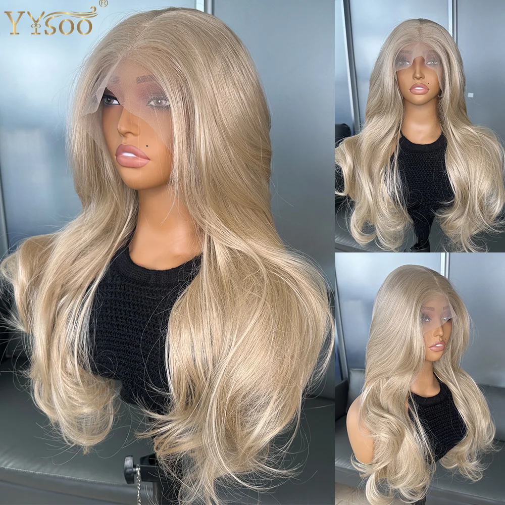 Long Pre Plucked Hairline Half Hand Tied Wig 103# Color Body Wave 13x6 Glueless Futura Synthetic Lace Front Wigs for Women Girls