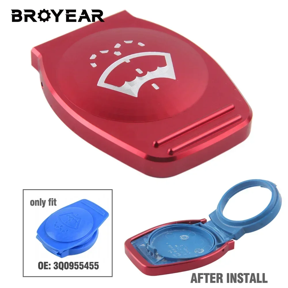 Broyear Hochwertiger Aluminium-Scheibenwischer-Unterlegscheiben-Kappe, Flüssigkeitsbehälter-Kappenschutz für VW Audi Porsche 3Q0955455 18G955455A