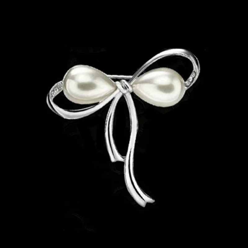 Bow Brooch Imitation Pearls Brooches Pins for Women Elegant Large Broches Fashion Jewelry  Accessories Gift