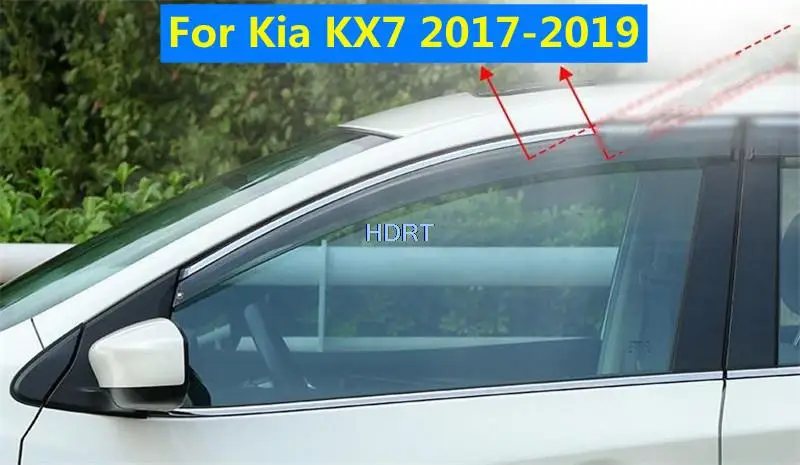 

Car Styling Awnings Shelters Window Visors Eyebrow 4pcs Sun Rain Guard Shield Cover Accessories For Kia KX7 (Sorento) 2017-2019