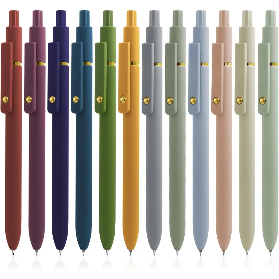 

Гелевые ручки, 12 шт., черные чернильные ручки для женщин, 0,5 мм, гладкие ручки для письма, высококачественная серия, выдвижные ручки для ведения журнала, нет