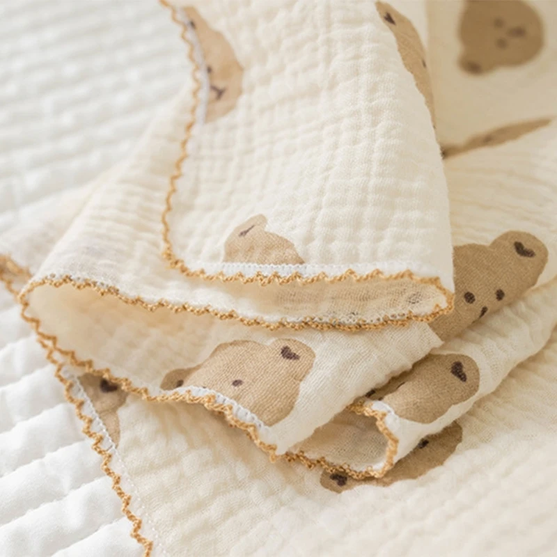 Cotton Swaddle Blanket Baby Floral Print Muslin Diaper New Born Crinkle Fabric Stroller Cover
