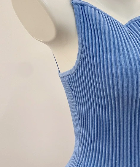 Women's White Knitted Camisole Dress Sleeveless Slim Elegant Evening Birthday Party Mini Dress