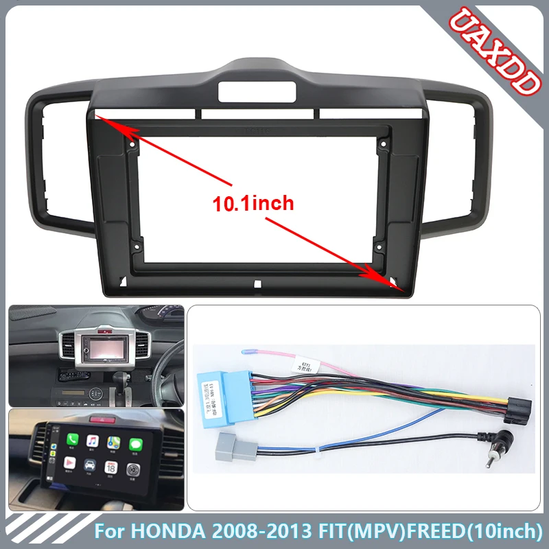 2 Din coche dvd fascia multimedia para Honda 2008-2013 FIT MPV LIBREED 10,1 pulgadas MP3 MP5 vídeo audio marco de panel cables arnés