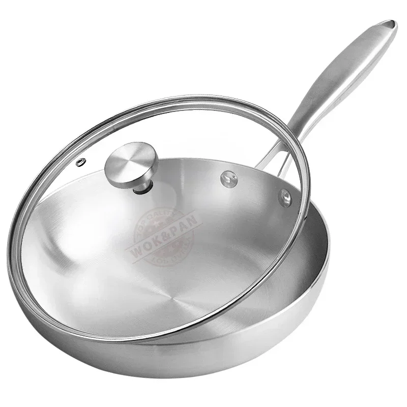 22-28cm Inch Tri-ply 18/8 Stainless Steel Chef's Pan,Frying Pan with Lid,Induction Pan,Pot and Pan Set,Dishwasher and Oven Safe