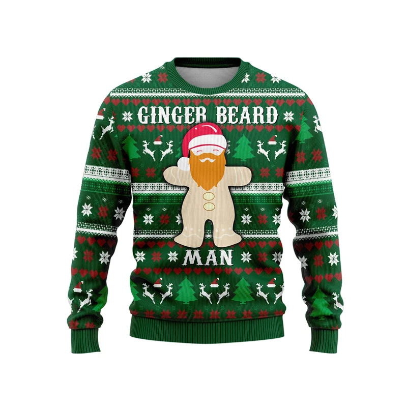 Cute Gingerbread Man Graphic Sweatshirts Cartoon Gingerman Mens Ugly Sweater Xmas Holiday Sweatshirt Ugly Christmas Sweaters Top