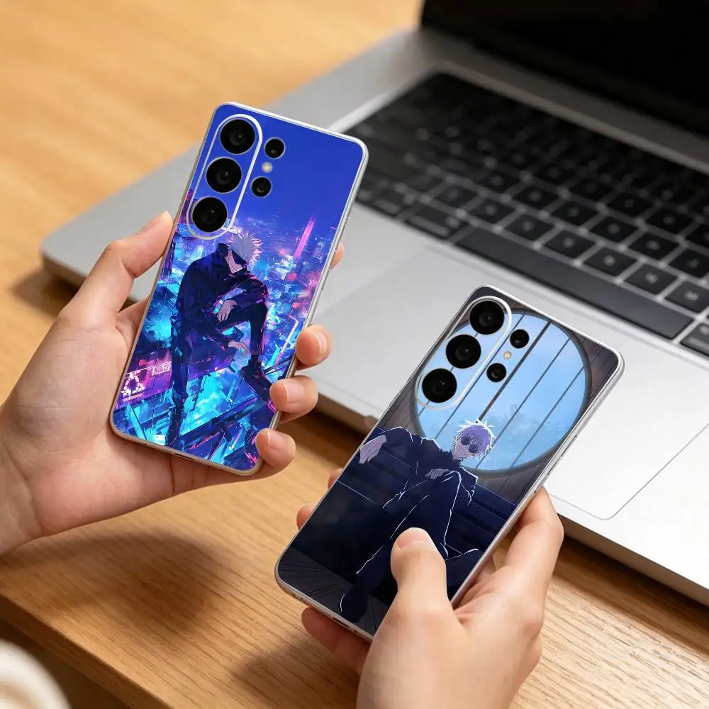 handsome H-Satoru Gojo J-Jujutsu Phone Case For Samsung S25,S24,S21,S22,S21,S20,S10,S9Ultra,Plus,Fe,Lite Transparent Cover