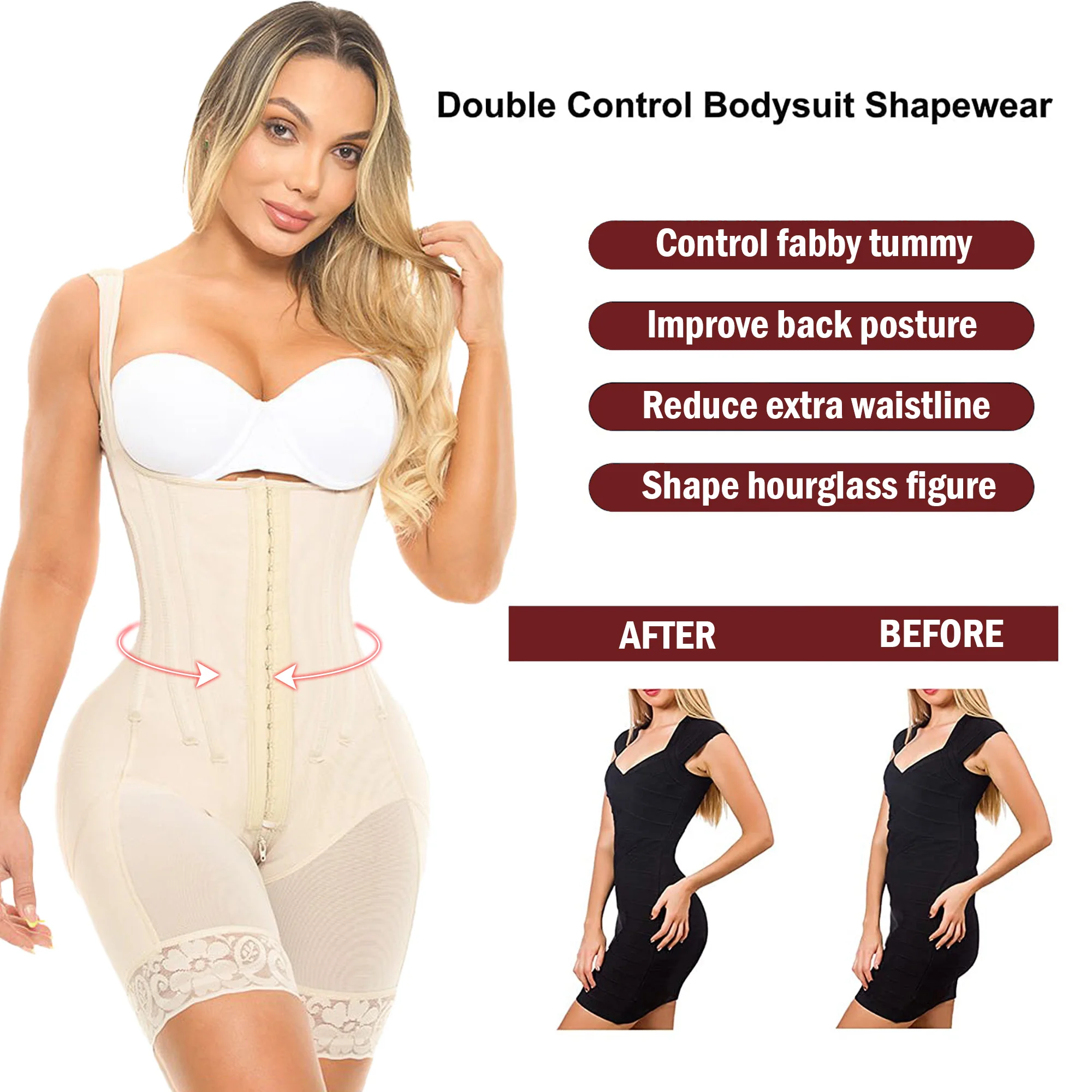 Fajas Colombiana Girdle Full Body Shaper Waist Trainer Butt Lifter Shapewear Postpartum Corset Flat Belly Thigh Slimmer