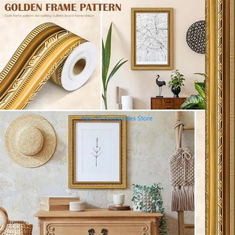 Y51A Golden Trim Adhesive Border Strips For Noticeboard Classroom Decoration