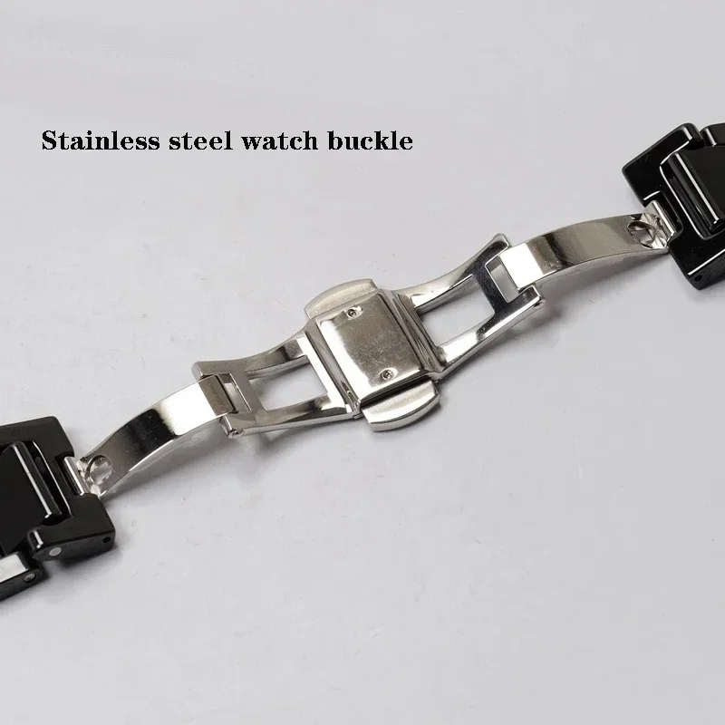 19mm*12mm High quality Ceramic Watch Strap For Rado True Series Thin Watch Chain Black And White Convex men and women Watchband