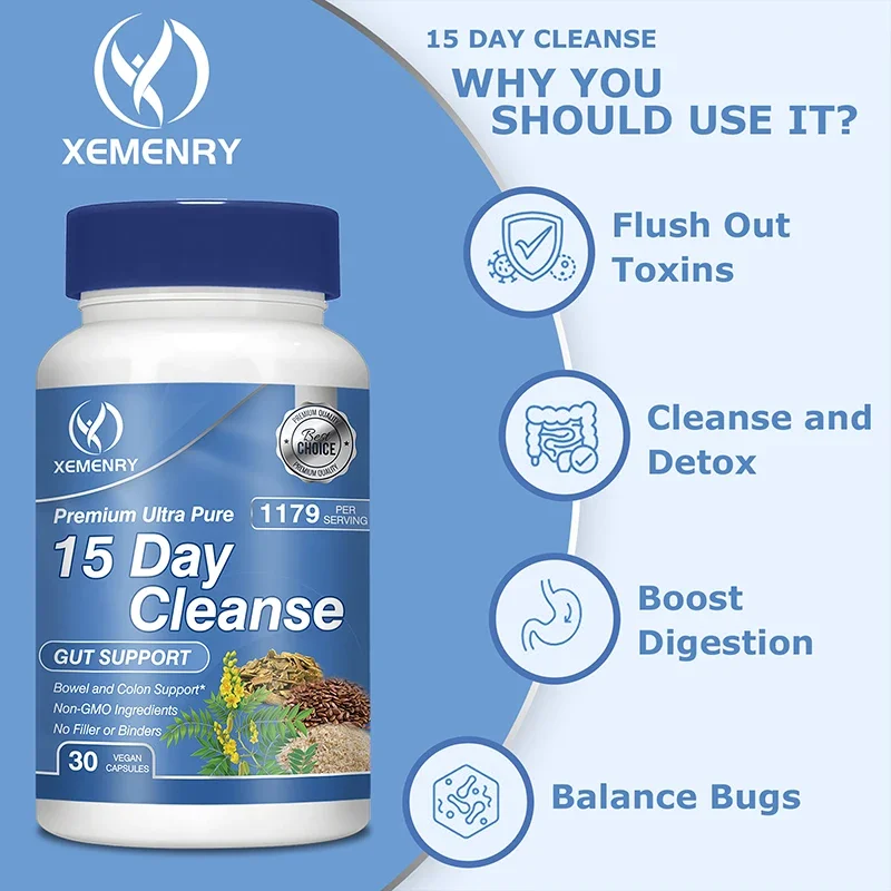 15 Day Cleanse - Intestinal and Colon Support, Reduces Bloating, Boosts Metabolism