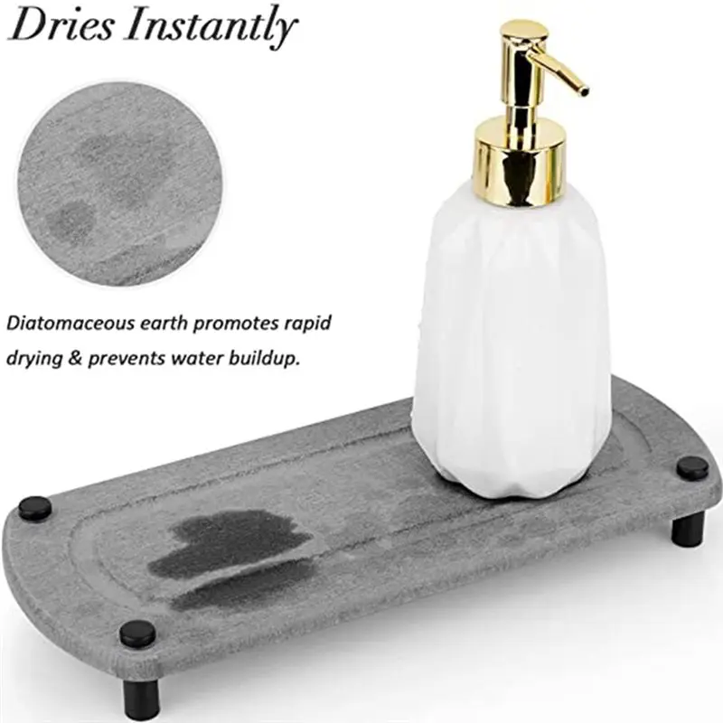 

ABNQ Sink Instant Dry Kitchen Sink Organizer Sponge Holder for Kitchen Sink Diatomaceous Pedestal Stand Riser Grey 2Pc