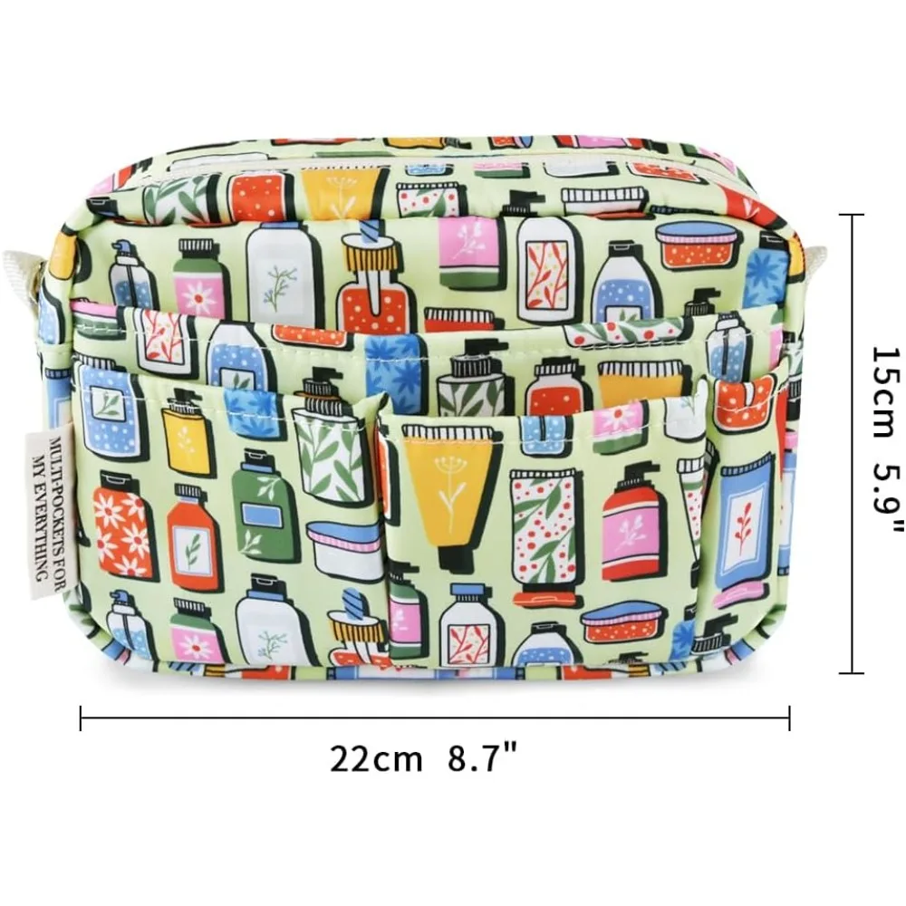 E-WEICHEN กระเป๋าใส่เอกสารแบบหลายกระเป๋าพร้อมซิป, กระเป๋าแต่งหน้าสิ่งจำเป็นในการเดินทางสำหรับผู้หญิง, เครื่องเขียนกันน้ำแบบเรียบง่าย