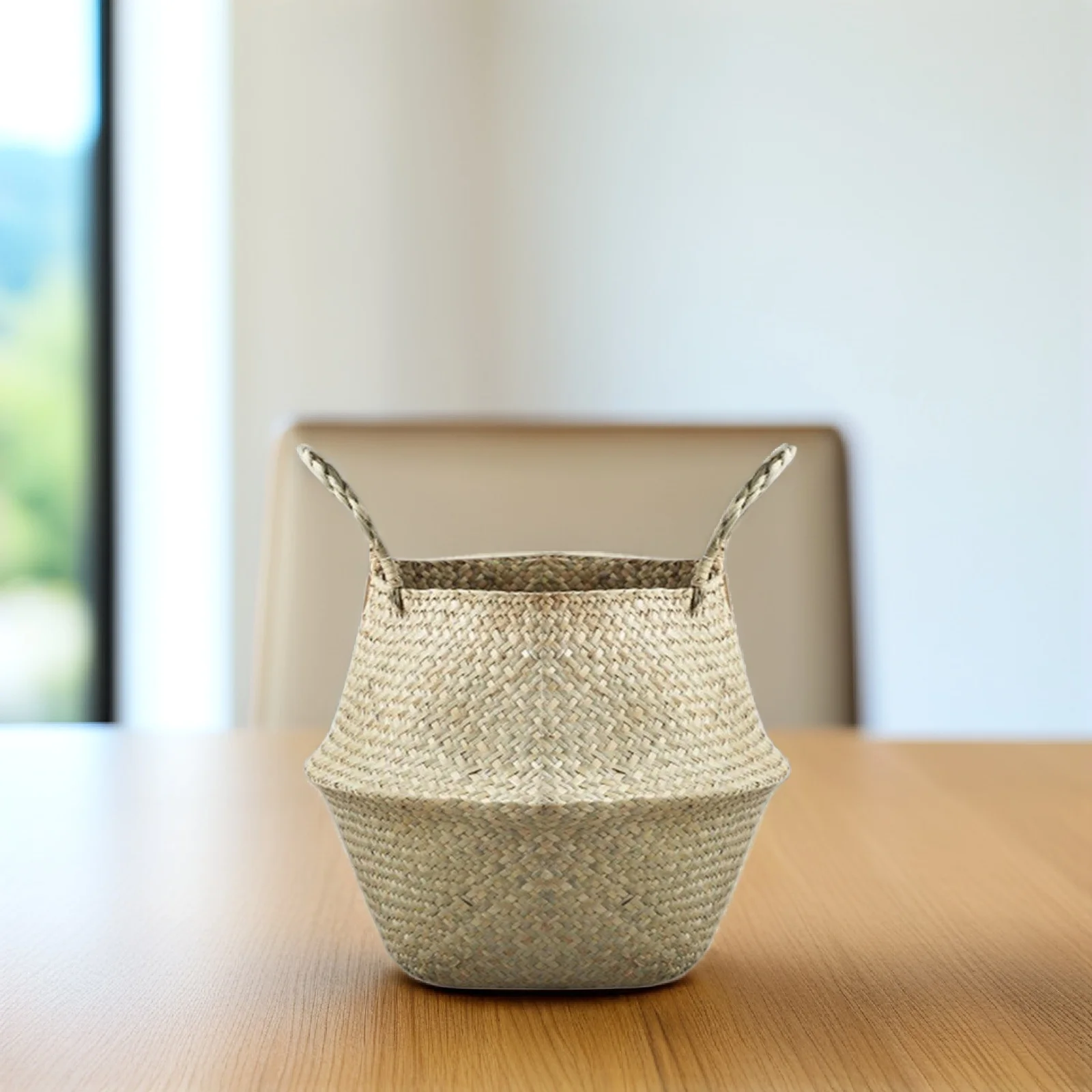 

Seagrass Woven Plant Pot Straw Hand Basket Home Decor Storage Vase Beauty Room Bedroom Bathroom Eco Friendly
