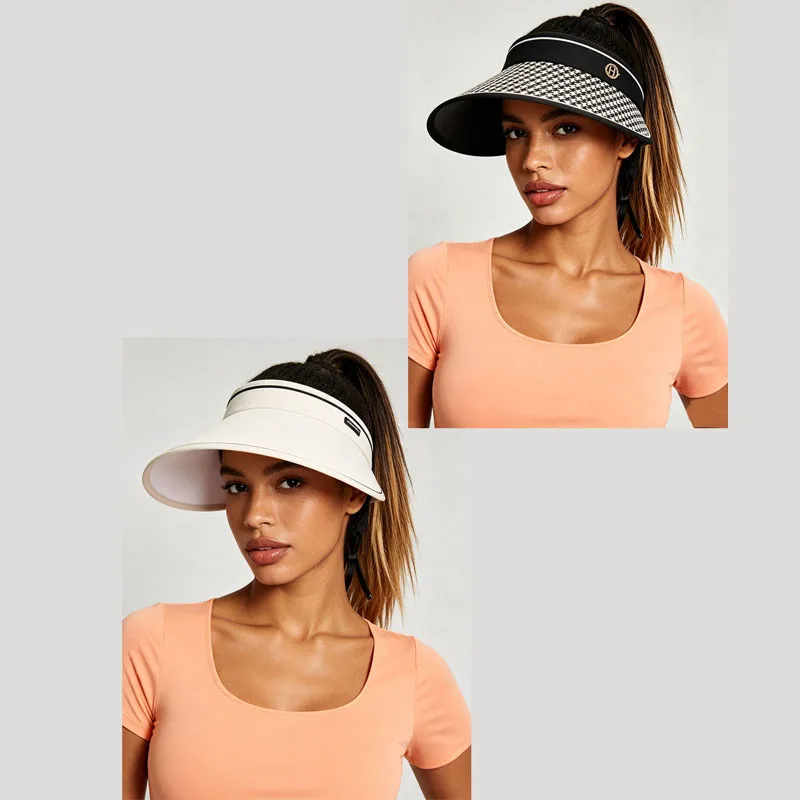 2/1Pc Foldable Sunshade Hat,Fashion Thousand Bird Grid, Beige Style, Sun Protection Hat Outdoor, Photography, Travel In Summer