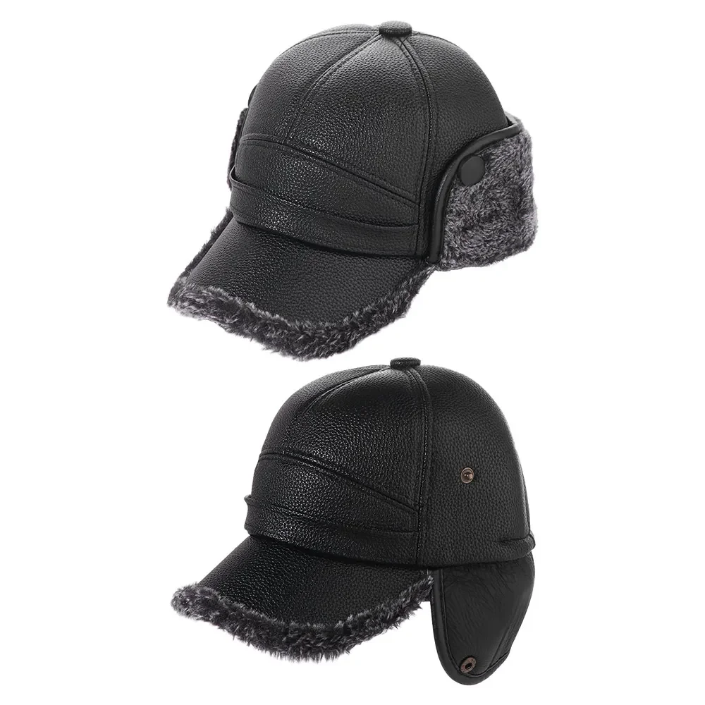 الشتاء الدافئة قبعة بيسبول الرجال الجلود أفخم Snapback قبعة مع غطاء للأذنين سدادات حماية الأذن قبعة الصيد التزلج أقنعة أبي قبعة