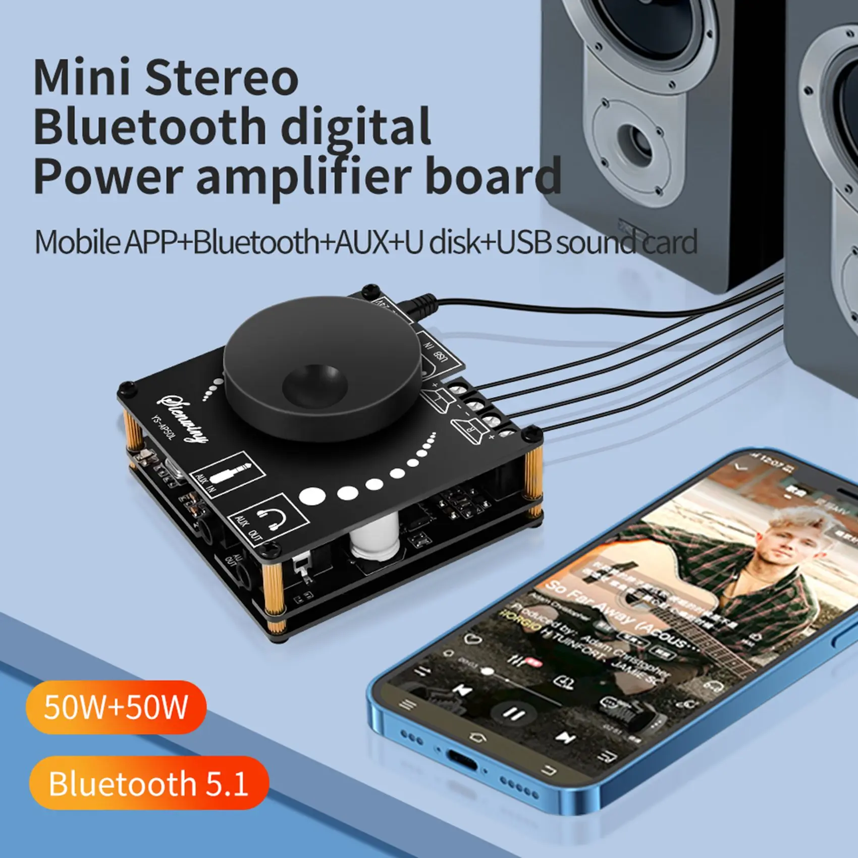 A51I -AP50L Scheda amplificatore Bluetooth digitale Mini versione 50W + 50W HIFI ad alta potenza BT5.1 Modulo altoparlante stereo a due canali