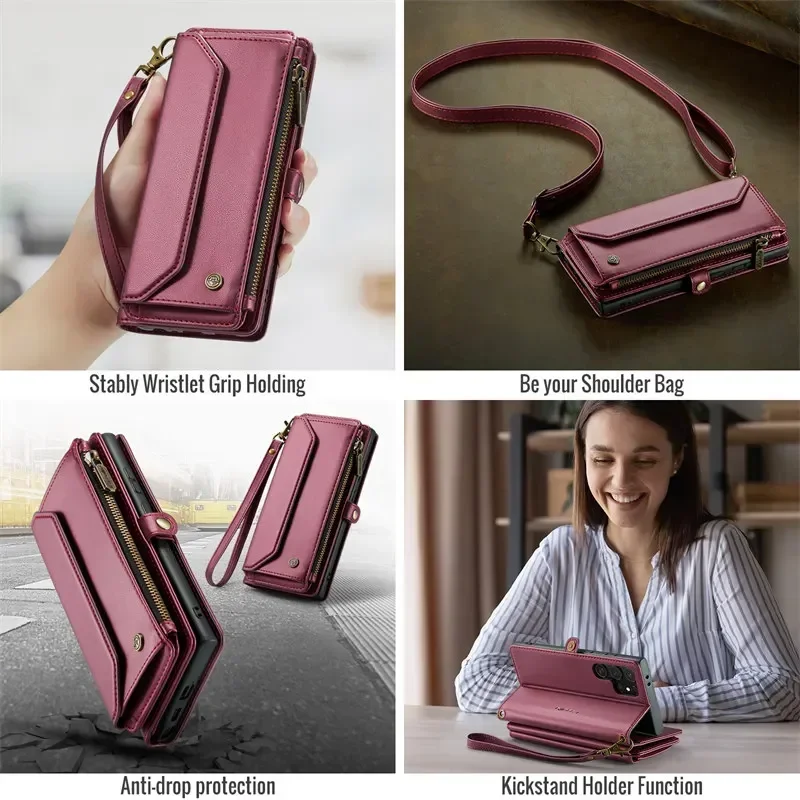 Luxury Leather Case For Samsung Galaxy A22 A13 A52 A33 A53 A23 A51 A72 S20 FE S21 S22 Ultra Plus Note 10 20 Wallet Flip Cover