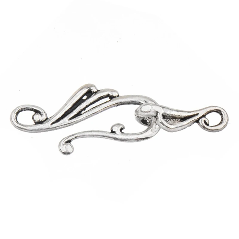 40sets Clasps Hooks Fittings Diy Jewelry Silver Alloy Wave Open Wholesales Lots Handcrafts Bracelet Necklaces Making Accessories