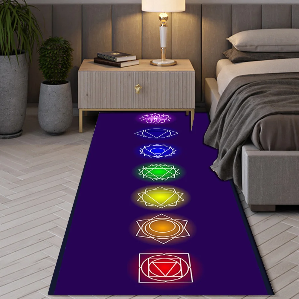 Indian Bohemian Seven Chakras Carpet Mandala Yoga Meditation Flower of Life Flower Suitable Bedroom Room Decor Anti-slip Rugs