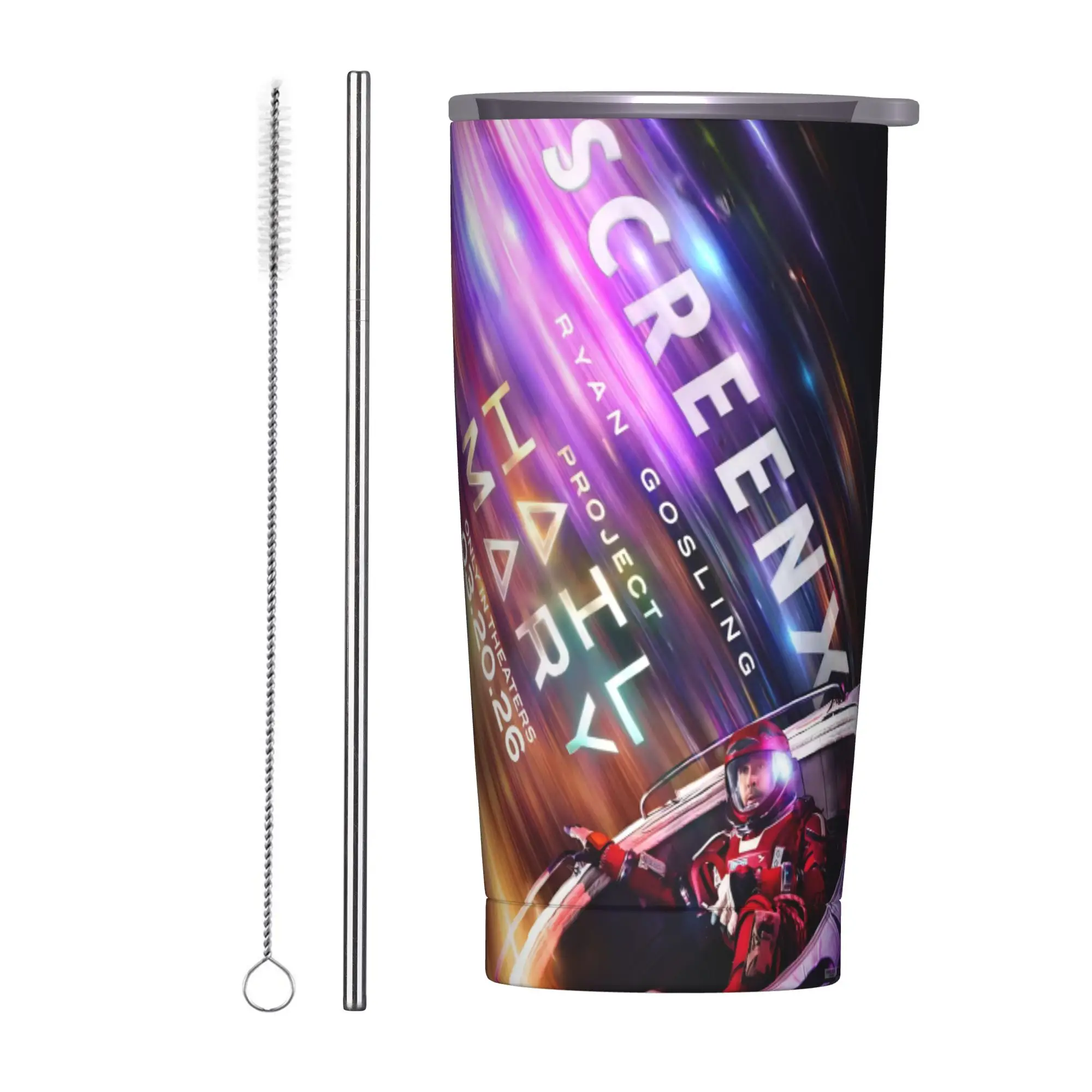 Project Hail Mary Movie Insulated Tumbler with Straws Sci Fi Novel Stainless Steel Thermal Mug Office Home Car Bottle Cups, 20oz